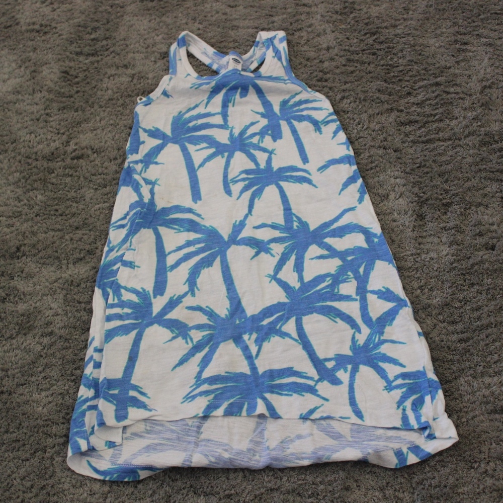 Tropical blue and white sun dress